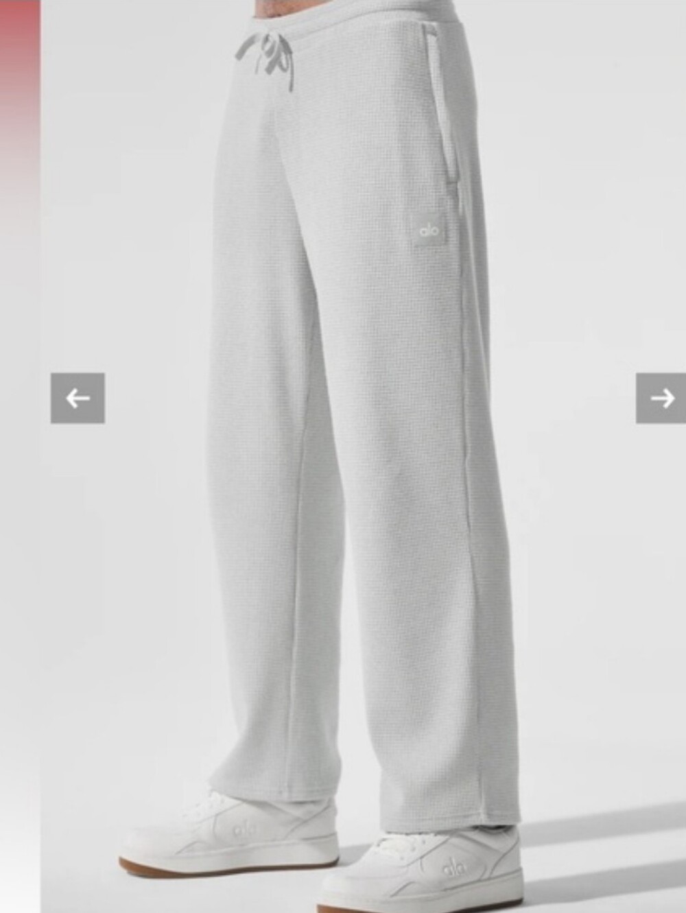 Alo Yoga Waffle Knit Pants. Straight Legs. Light Heathered Grey. Men Size S.